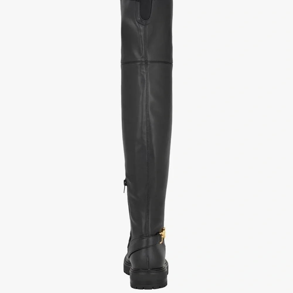 Guess Jellio Black Over-the-Knee Boots with Gold Accent